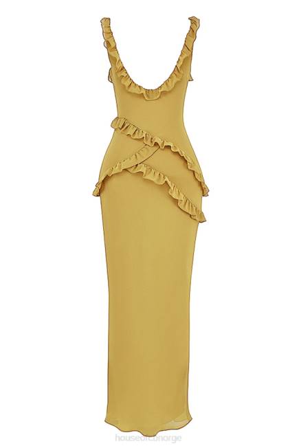 klær pixie oliven volang maxi kjole House of CB J6RL452