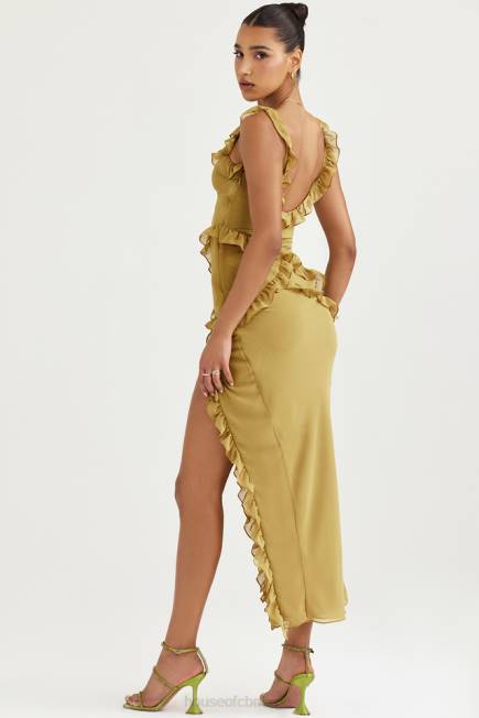 klær pixie oliven volang maxi kjole House of CB J6RL452