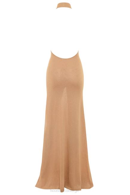 klær selia gold strikket maxi kjole House of CB J6RL113