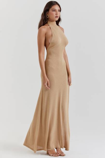 klær selia gold strikket maxi kjole House of CB J6RL113