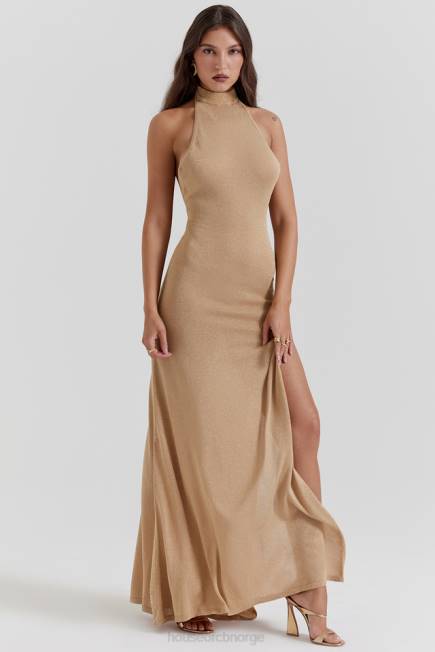 klær selia gold strikket maxi kjole House of CB J6RL113