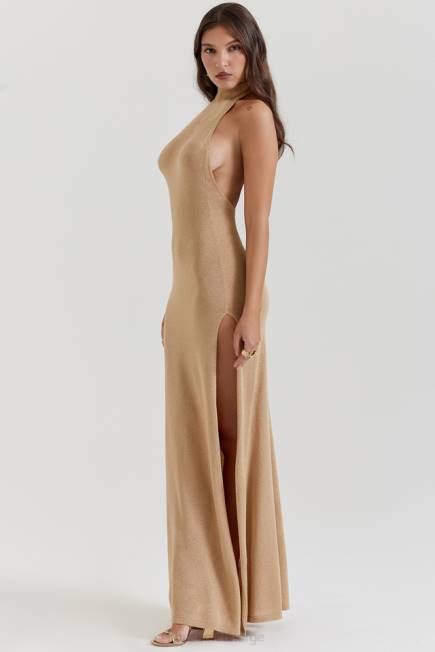 klær selia gold strikket maxi kjole House of CB J6RL113