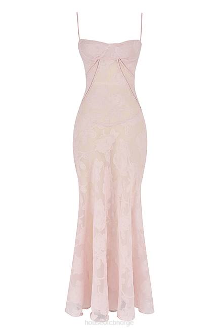 klær seren myk rosa floral maxi-kjole med blonder bak House of CB J6RL366