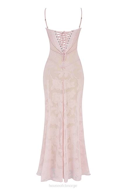 klær seren myk rosa floral maxi-kjole med blonder bak House of CB J6RL366