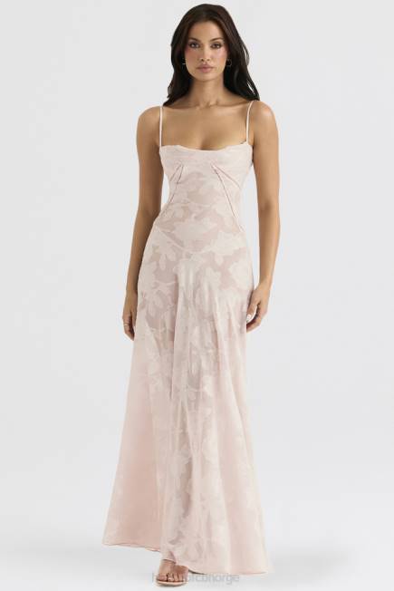 klær seren myk rosa floral maxi-kjole med blonder bak House of CB J6RL366