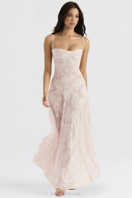 klær seren myk rosa floral maxi-kjole med blonder bak House of CB J6RL366