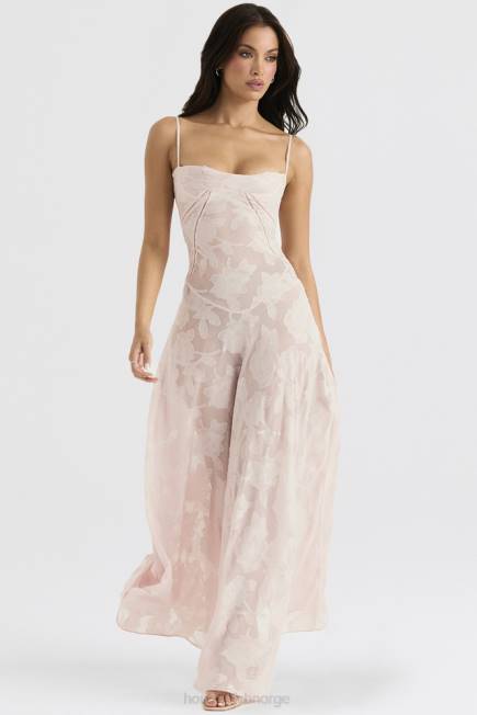 klær seren myk rosa floral maxi-kjole med blonder bak House of CB J6RL366