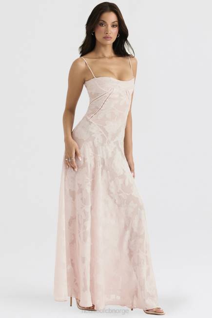 klær seren myk rosa floral maxi-kjole med blonder bak House of CB J6RL366