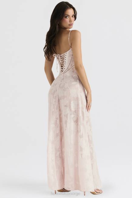 klær seren myk rosa floral maxi-kjole med blonder bak House of CB J6RL366