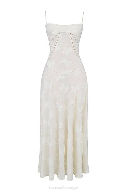klær seren vintage kremblomstret maxi-kjole med blonder bak House of CB J6RL176