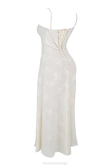 klær seren vintage kremblomstret maxi-kjole med blonder bak House of CB J6RL176
