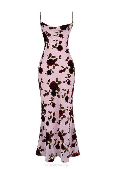 klær serena rosa devore maxikjole House of CB J6RL305