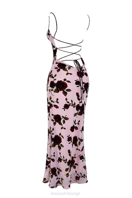 klær serena rosa devore maxikjole House of CB J6RL305