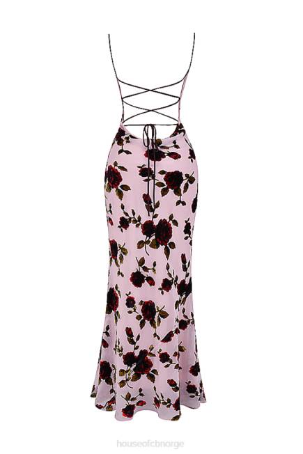 klær serena rosa devore maxikjole House of CB J6RL305