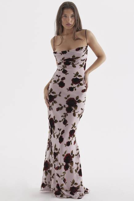 klær serena rosa devore maxikjole House of CB J6RL305