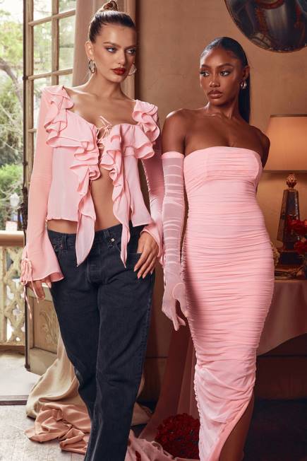 klær sofia fairy rosa mesh maxi kjole House of CB J6RL497