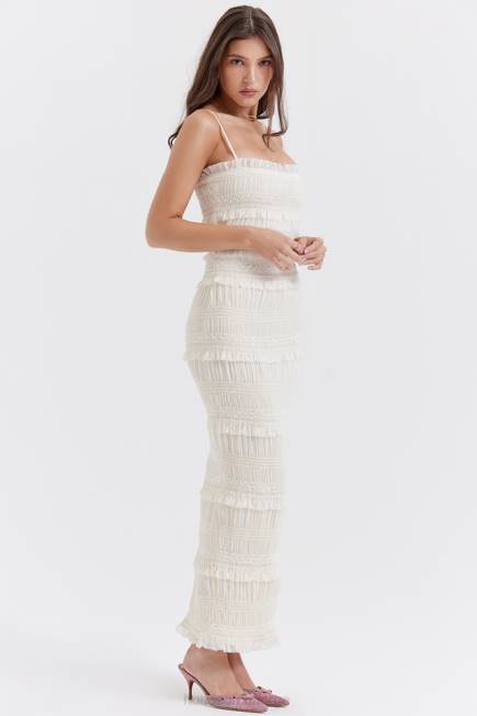 klær solana elfenben paljett fold maxi kjole House of CB J6RL241