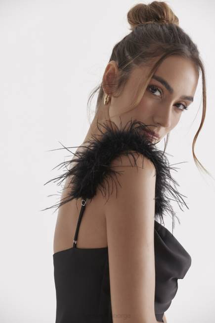 klær tabitha svart sateng maxi kjole House of CB J6RL299