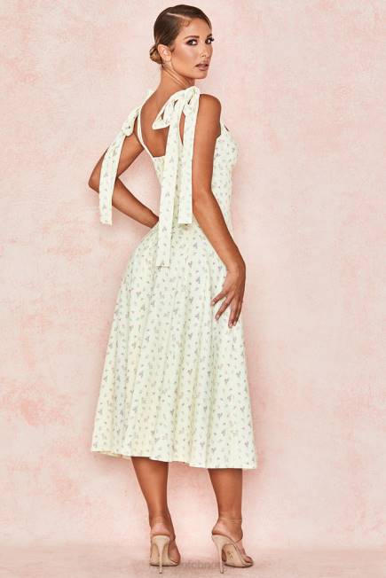 klær alicia sitron midi sundress med blomstermønster House of CB J6RL612