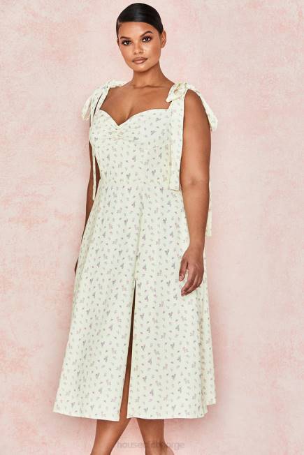 klær alicia sitron midi sundress med blomstermønster House of CB J6RL612