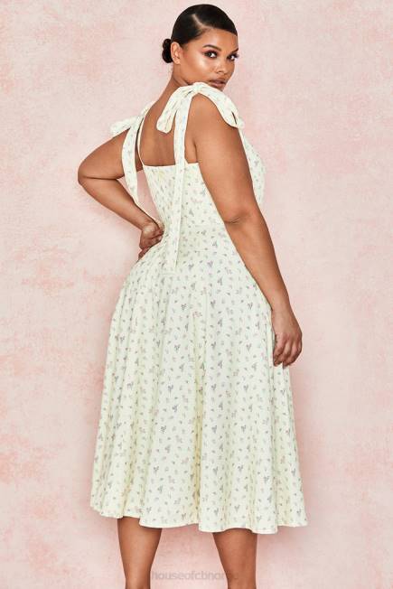 klær alicia sitron midi sundress med blomstermønster House of CB J6RL612