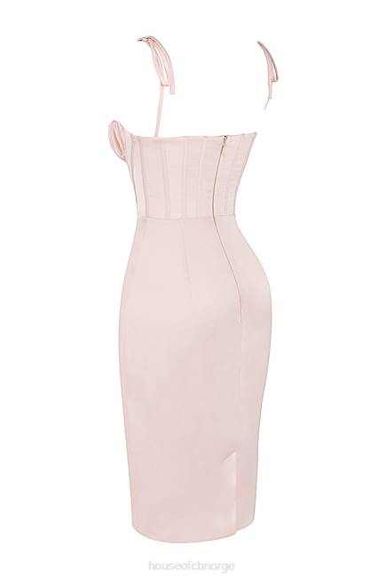 klær alma blush rosa sateng korsett midikjole House of CB J6RL546