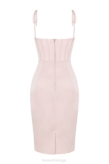 klær alma blush rosa sateng korsett midikjole House of CB J6RL546