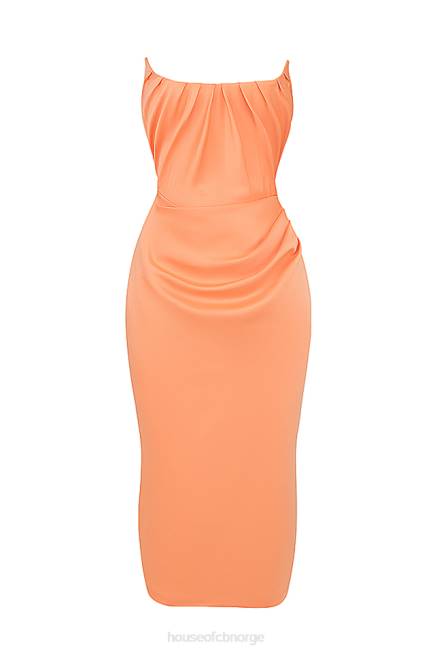 klær alora tangerine stroppeløs korsett midikjole House of CB J6RL185