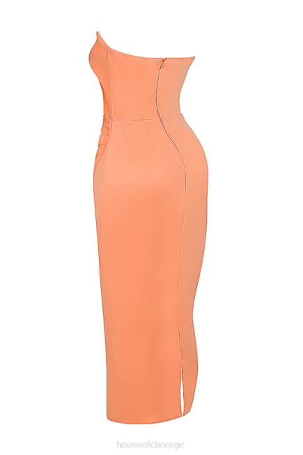 klær alora tangerine stroppeløs korsett midikjole House of CB J6RL185