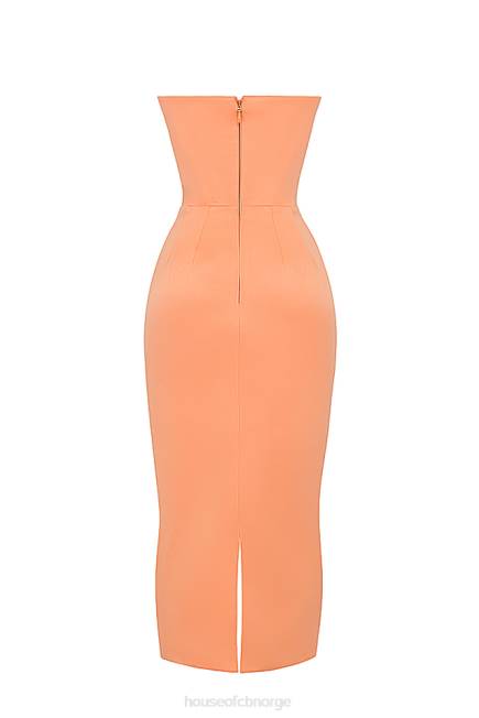 klær alora tangerine stroppeløs korsett midikjole House of CB J6RL185