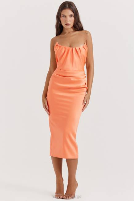 klær alora tangerine stroppeløs korsett midikjole House of CB J6RL185