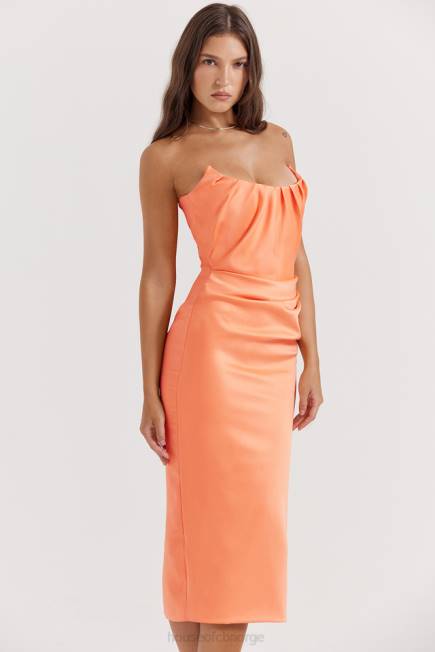 klær alora tangerine stroppeløs korsett midikjole House of CB J6RL185