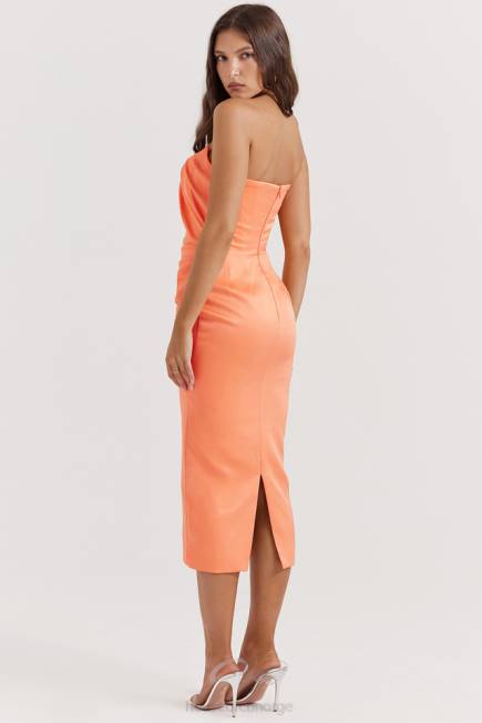 klær alora tangerine stroppeløs korsett midikjole House of CB J6RL185
