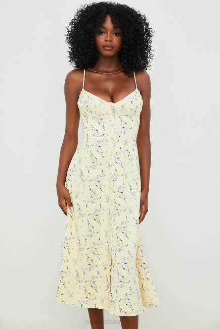 klær annabella sitron floral midi sol kjole House of CB J6RL552
