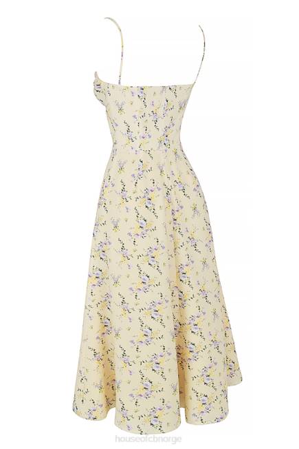 klær annabella sitron floral midi sol kjole House of CB J6RL552