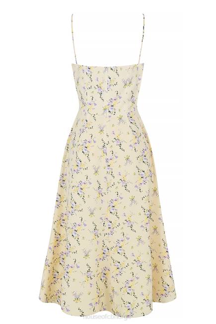klær annabella sitron floral midi sol kjole House of CB J6RL552