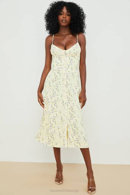 klær annabella sitron floral midi sol kjole House of CB J6RL552