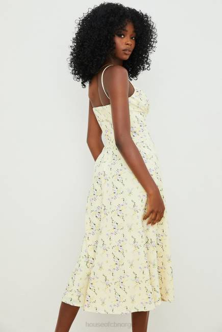 klær annabella sitron floral midi sol kjole House of CB J6RL552