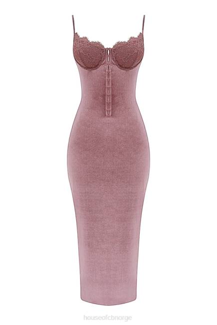 klær azalea myk rosa fløyel midikjole House of CB J6RL296