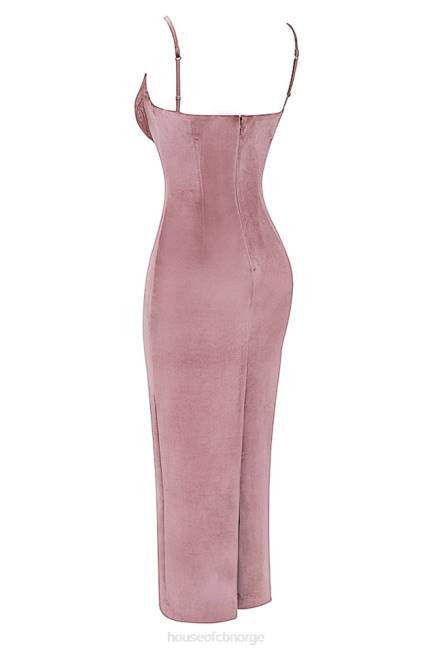 klær azalea myk rosa fløyel midikjole House of CB J6RL296