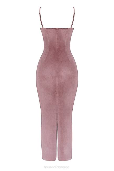 klær azalea myk rosa fløyel midikjole House of CB J6RL296