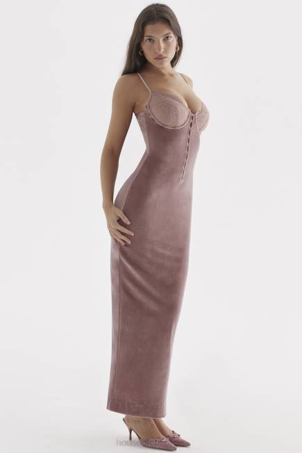 klær azalea myk rosa fløyel midikjole House of CB J6RL296