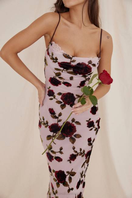klær azura rosa devore midikjole House of CB J6RL302