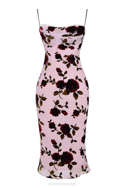 klær azura rosa devore midikjole House of CB J6RL302