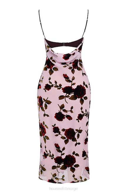 klær azura rosa devore midikjole House of CB J6RL302