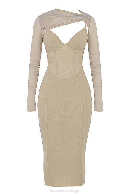 klær beatrice beige korsett midikjole House of CB J6RL528