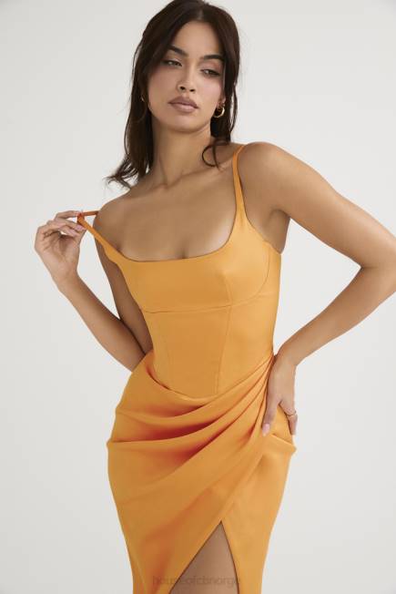 klær bianca mandarin sateng plissert korsett midikjole House of CB J6RL479