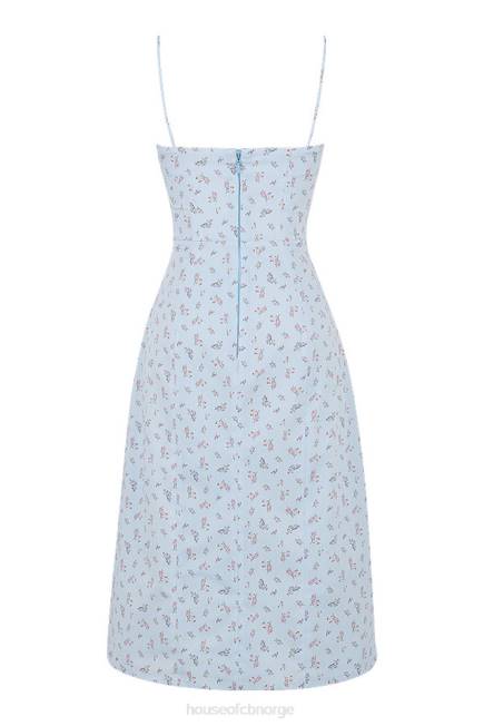 klær carina blå floral bustier midikjole House of CB J6RL573