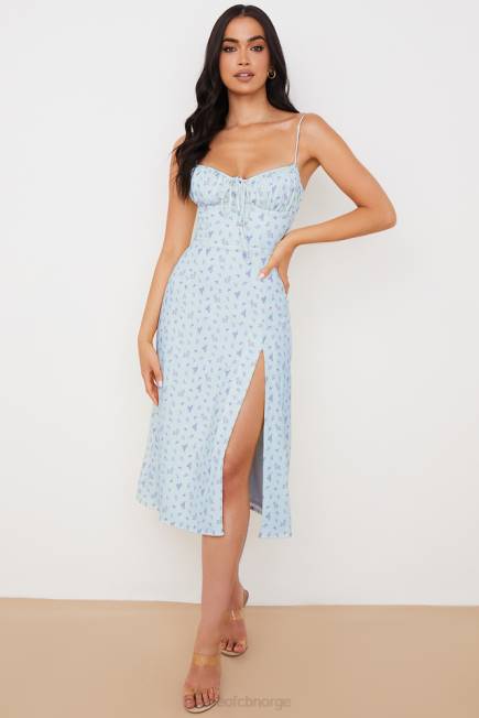 klær carina blå floral bustier midikjole House of CB J6RL573
