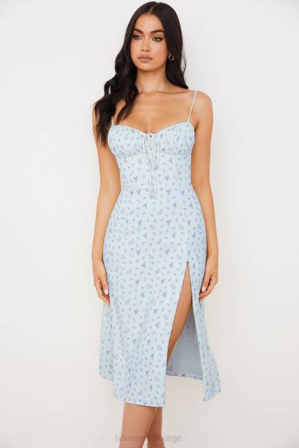 klær carina blå floral bustier midikjole House of CB J6RL573
